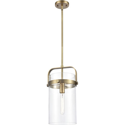 Pilaster 1 Light 9.38 inch Brushed Brass Mini Pendant Ceiling Light in Clear Glass