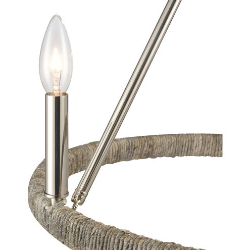 Abaca 3 Light 20 inch Polished Nickel with Gray Chandelier Ceiling Light