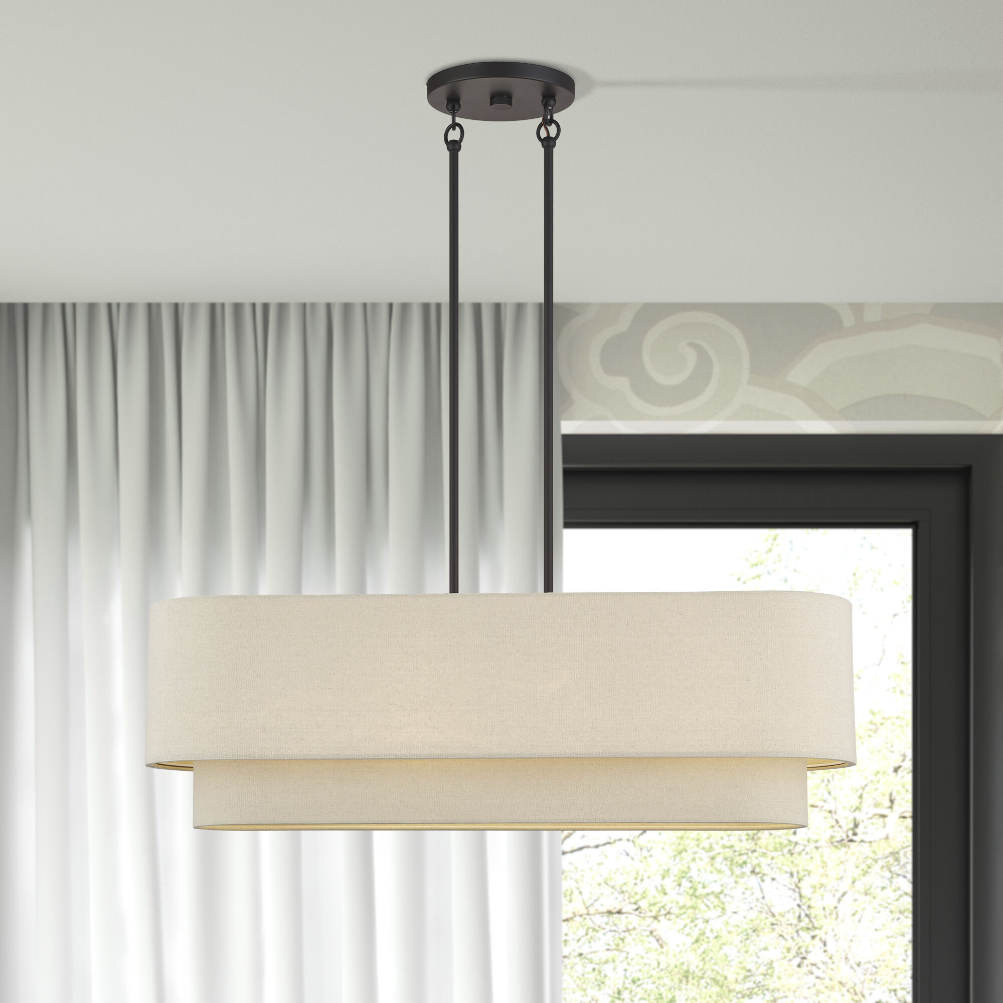 Bellingham 4 Light 36 inch Bronze Linear Chandelier Ceiling Light, Large