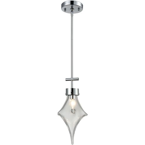 Touche 1 Light 8 inch Chrome with Silver Mini Pendant Ceiling Light