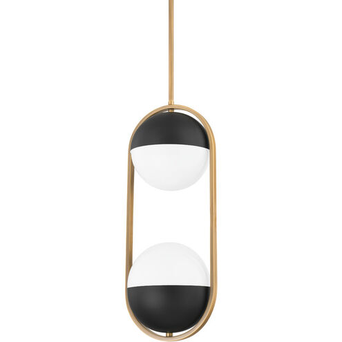 Willard 2 Light 9.25 inch Patina Brass/Soft Black Pendant Ceiling Light