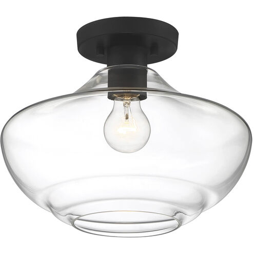 Emma 1 Light 12 inch Matte Black Semi-Flush Ceiling Light