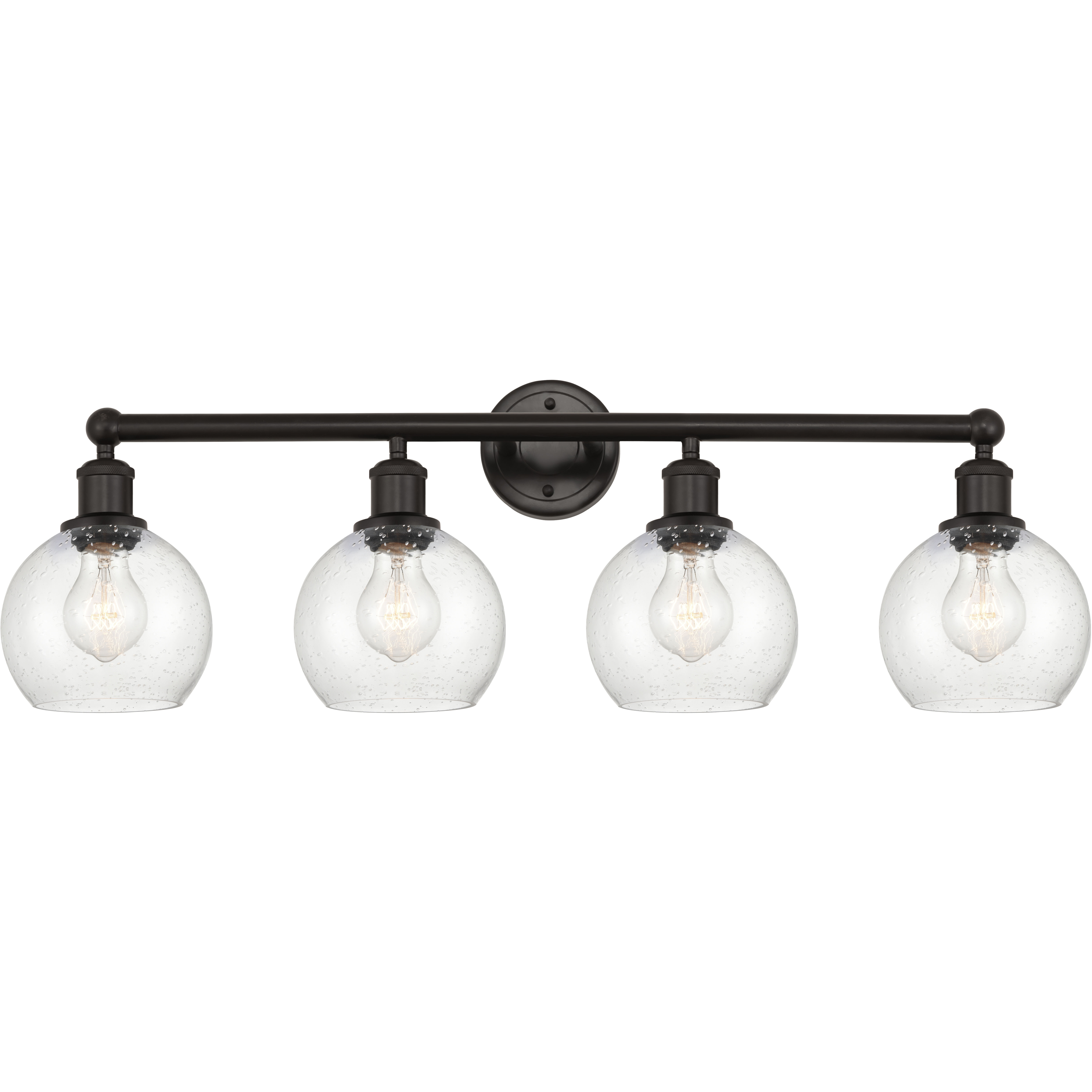 Edison Athens 4 Light 33 inch Oil Rubbed Bronze Bath Vanity Light Wall Light in Seedy Glass
