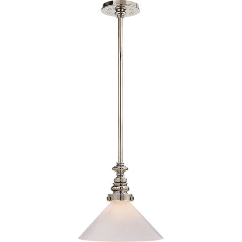Visual Comfort Signature Collection  Visual Comfort SL5125PN-WG1 Chapman &  Myers Boston 1 Light 10 inch Polished Nickel Pendant Ceiling Light in White  Glass Slant Shade