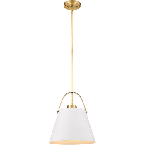 Z-Studio 1 Light 13 inch Matte White/Heritage Brass Pendant Ceiling Light