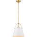 Z-Studio 1 Light 13 inch Matte White/Heritage Brass Pendant Ceiling Light 