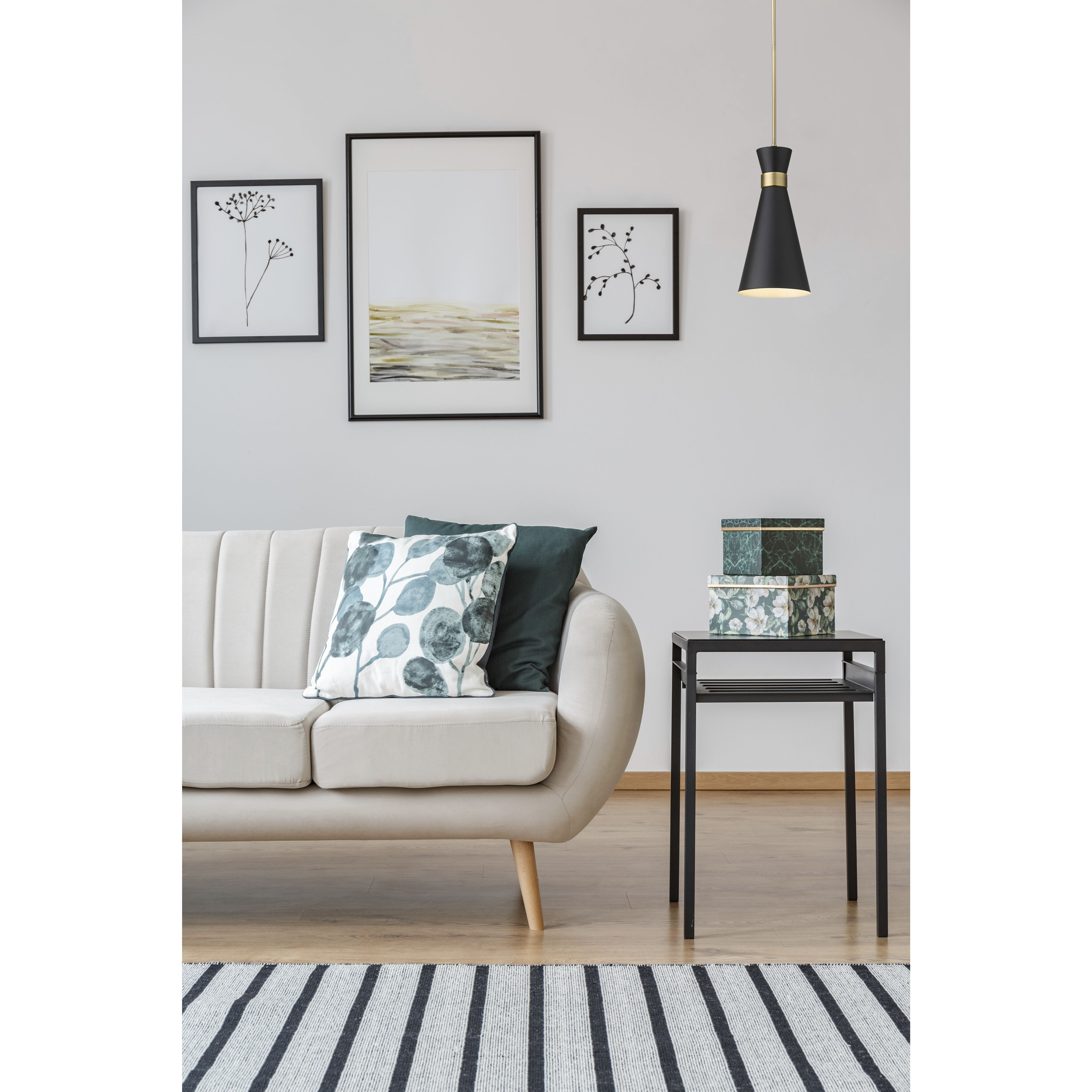 Soriano 1 Light 8 inch Matte Black and Heritage Brass Pendant Ceiling Light