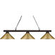 Shooter 3 Light 48 inch Bronze Billiard Ceiling Light in Satin Gold Steel
