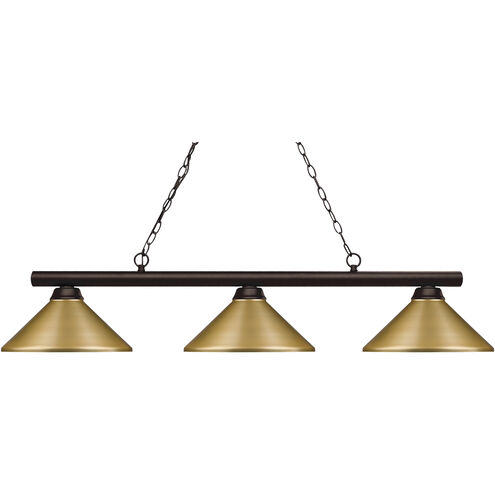 Shooter 3 Light 48 inch Bronze Billiard Ceiling Light in Satin Gold Steel