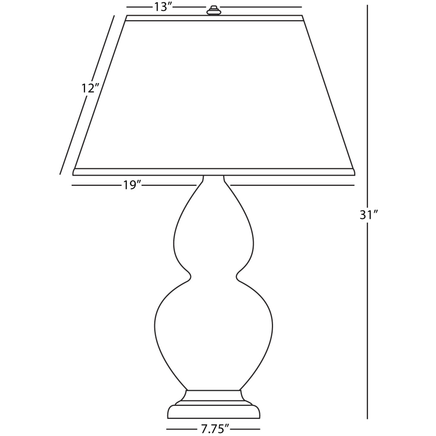 Double Gourd 31 inch 150 watt Oxblood with Antique Brass Table Lamp Portable Light in Ink Black with Rose Red