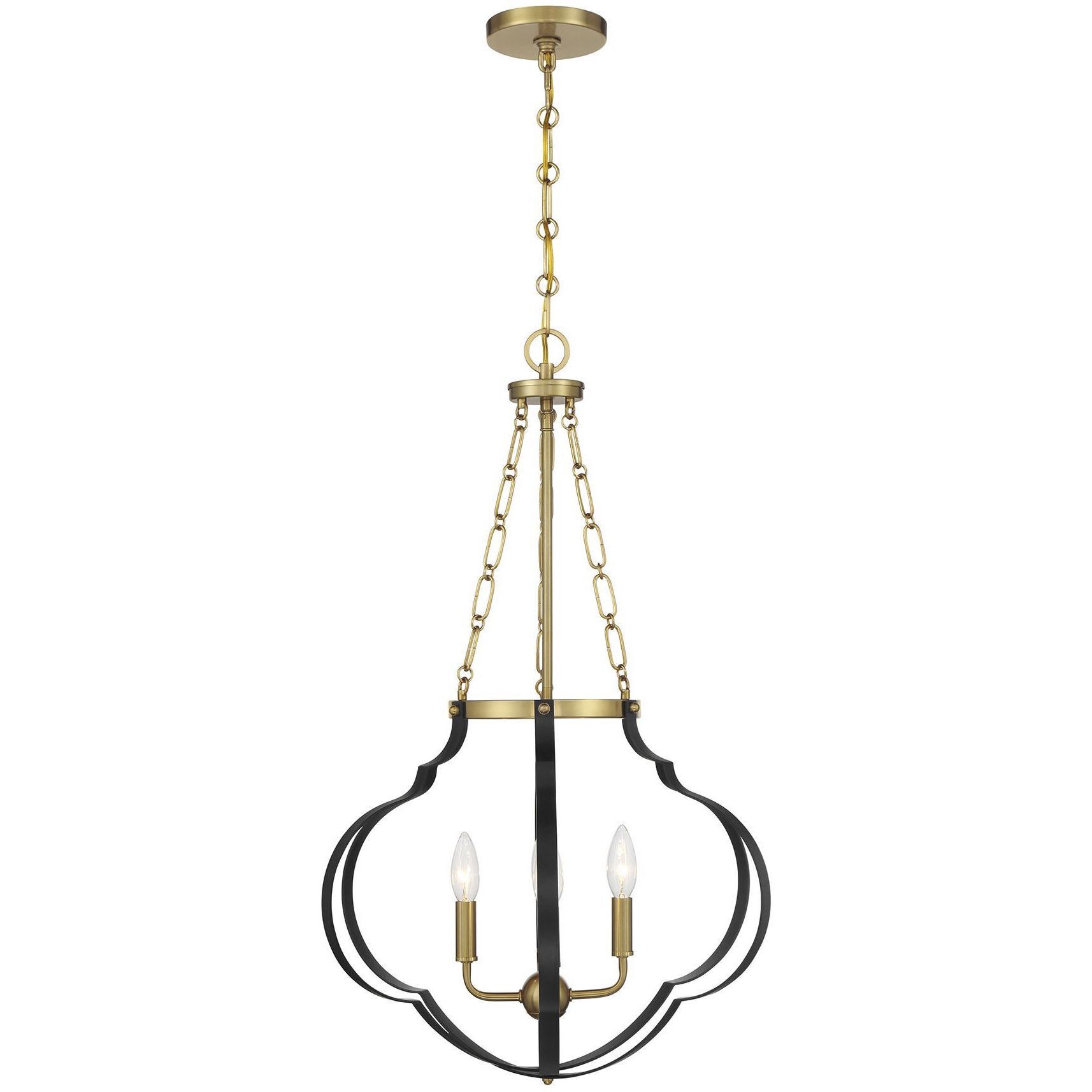Mercer 4 Light 20 inch Matte Black and Warm Brass Pendant Ceiling Light in Matte Black with Warm Brass