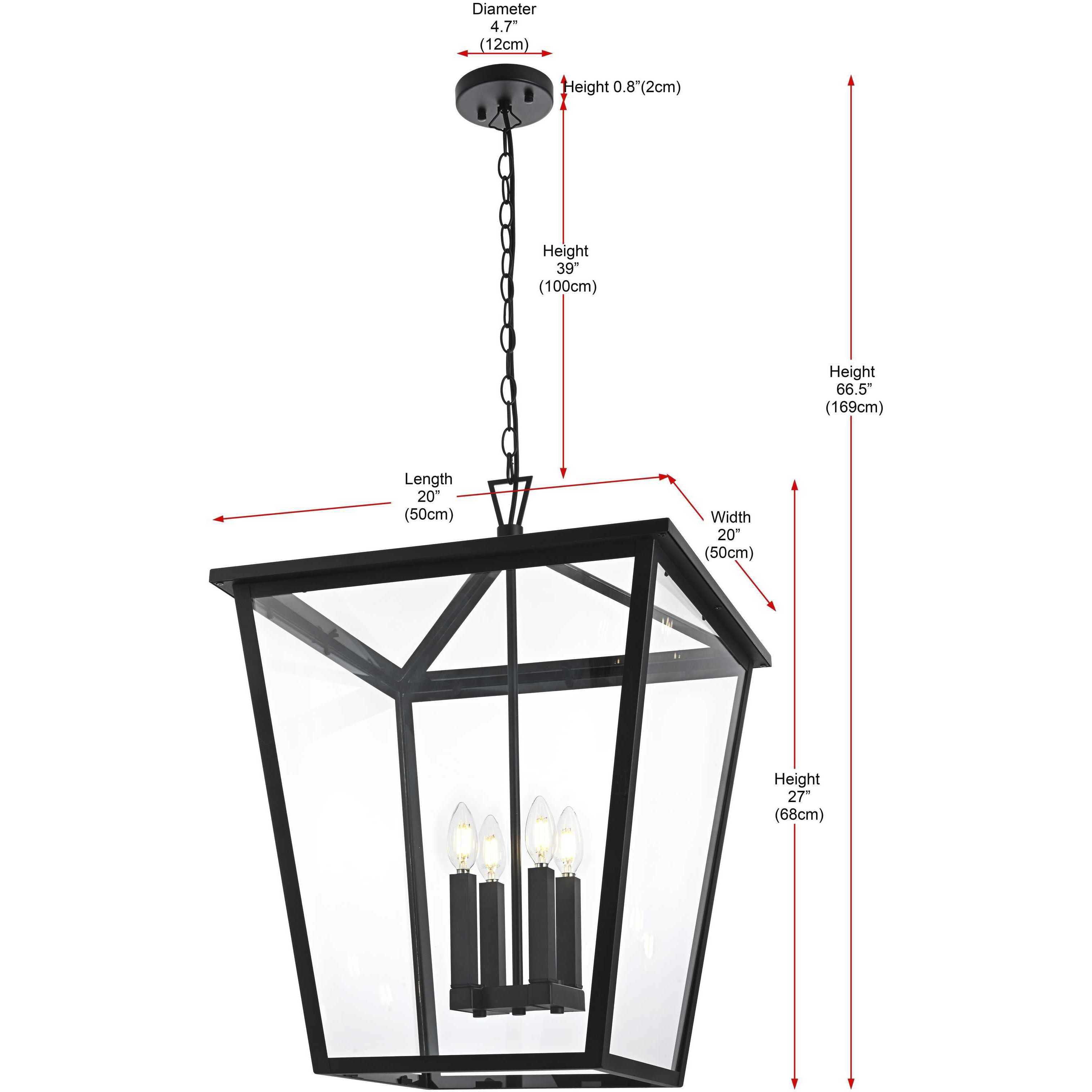 Oxford 4 Light 20 inch Black Outdoor Pendant