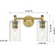 Downtown Urban Crown Point 2 Light 13.88 inch Matte Black Bath Vanity Light Wall Light in Deco Swirl
