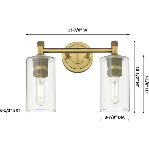 Downtown Urban Crown Point 2 Light 13.88 inch Satin Nickel Bath Vanity Light Wall Light in Plated Smoke