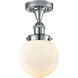 Ballston Beacon LED 6 inch Polished Chrome Semi-Flush Mount Ceiling Light in Matte White Glass, Ballston