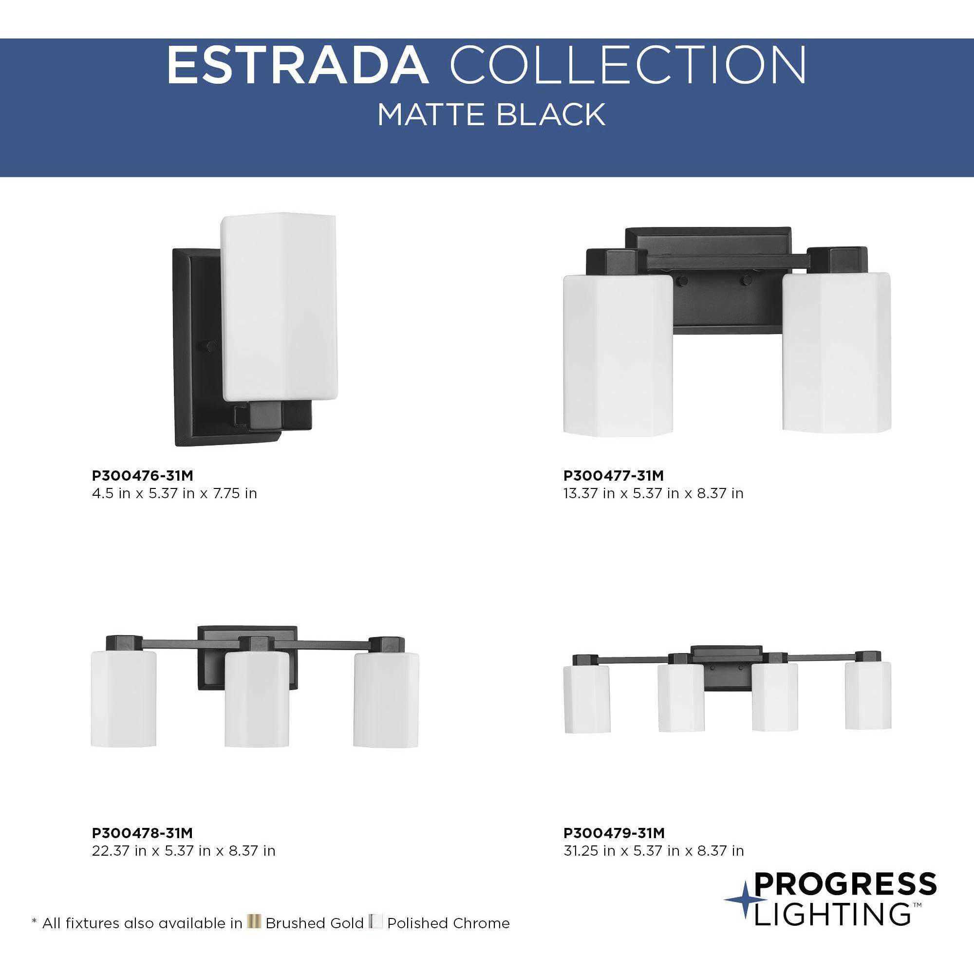 Estrada 3 Light 22.37 inch Matte Black Bathroom Vanity Light Wall Light