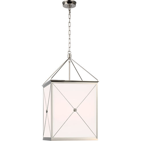 Julie Neill Rossi LED 18 inch Polished Nickel Lantern Pendant Ceiling Light in White Glass, Medium