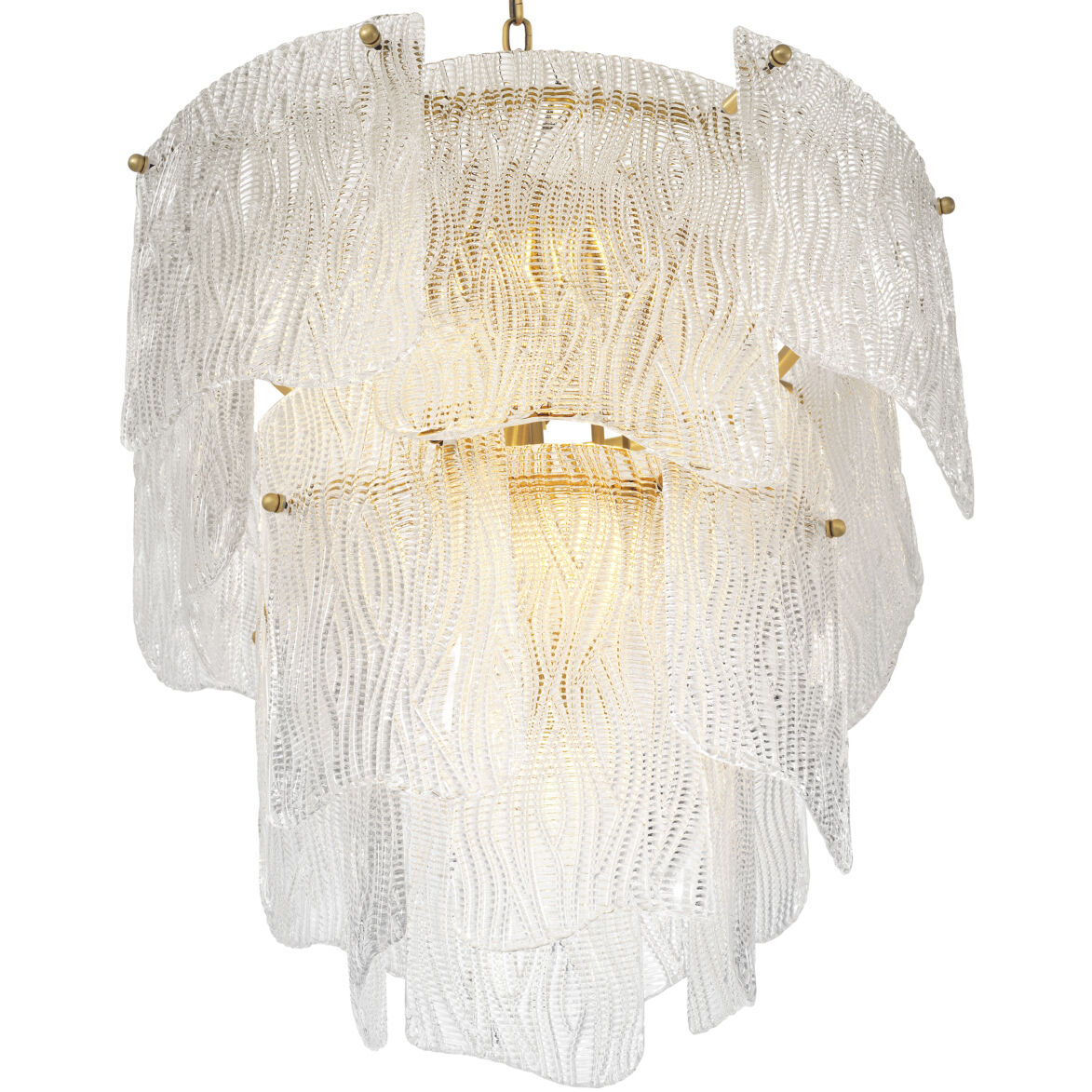 Asinara 7 Light 24.02 inch Antique Brass Chandelier Ceiling Light in Textured Glass, Small