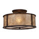 Rishley 3 Light 13 inch Aged Bronze Semi Flush Mount Ceiling Light