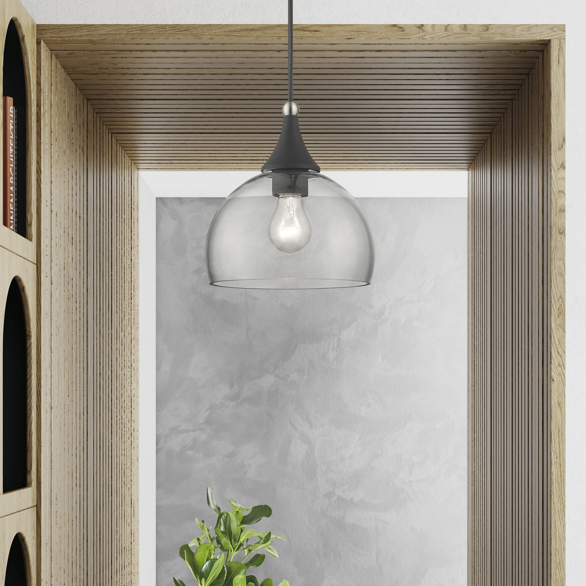 Glendon 1 Light 8.25 inch Black with Brushed Nickel Accents Glass Pendant Ceiling Light