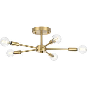 Delayne 5 Light 16 inch Brushed Bronze Semi-Flush Mount Ceiling Light