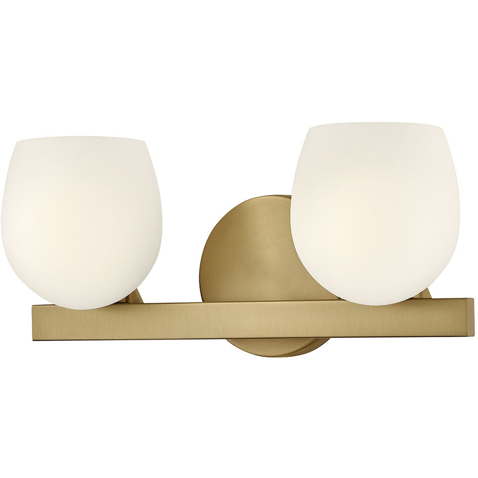 Mae 2 Light 15 inch Lacquered Brass Bath Light Wall Light