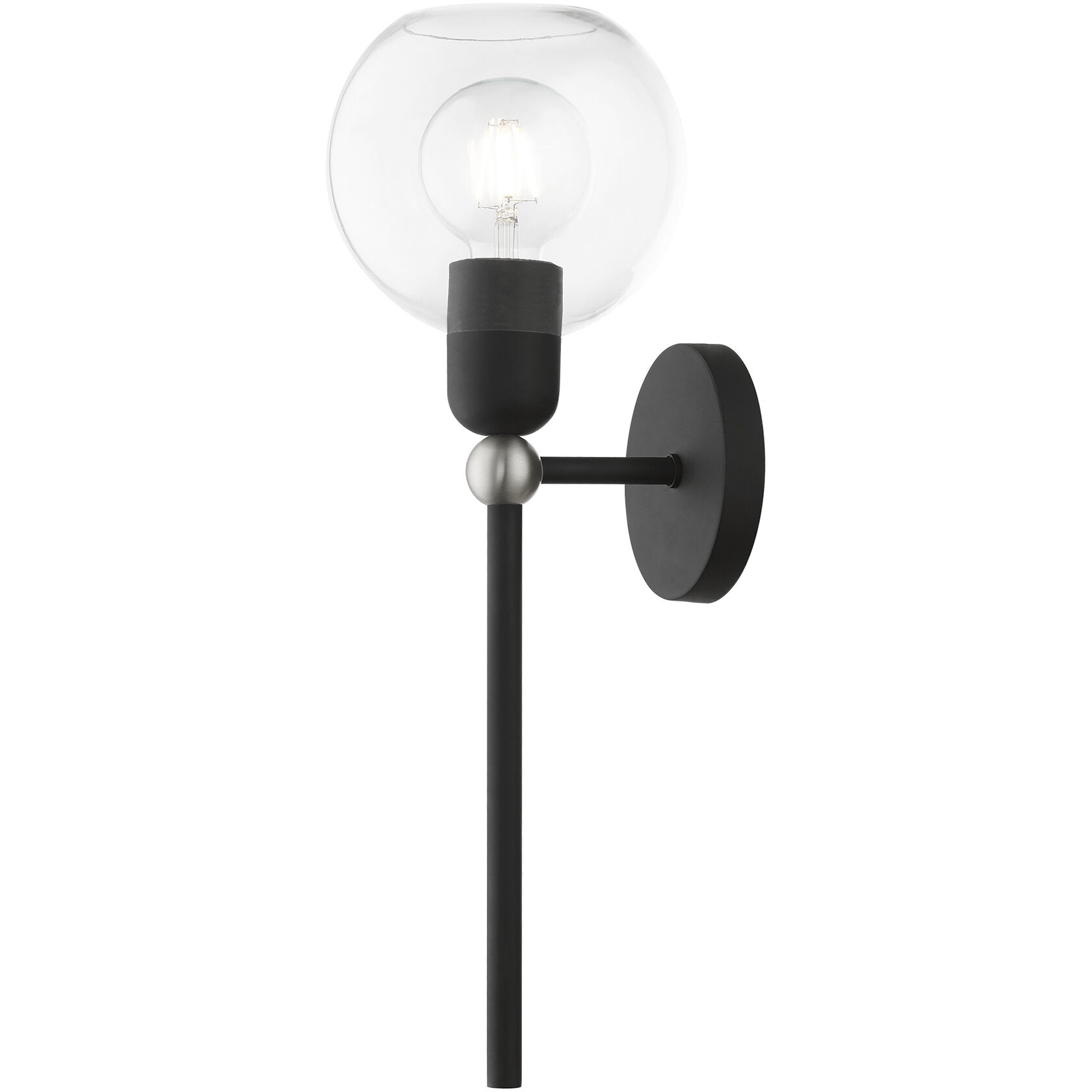 Downtown 1 Light 7 inch Black with Brushed Nickel Accent Single Sconce Wall Light, Sphere