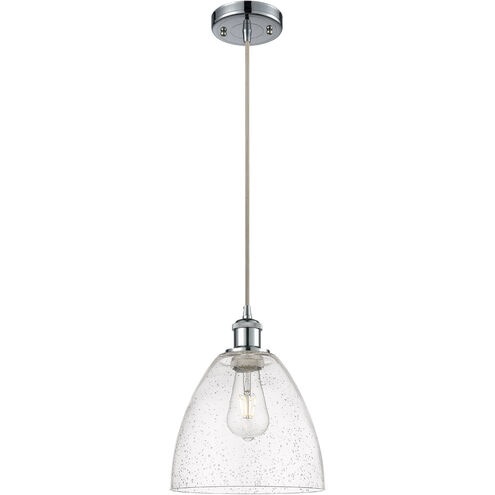 Ballston Dome 1 Light 9 inch Polished Chrome Mini Pendant Ceiling Light in Seedy Glass