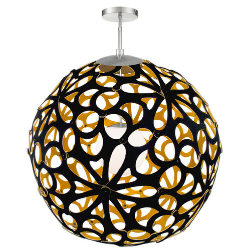 Groovy LED 36 inch Black-Gold White Pendant Ceiling Light in 48in., Black and Gold