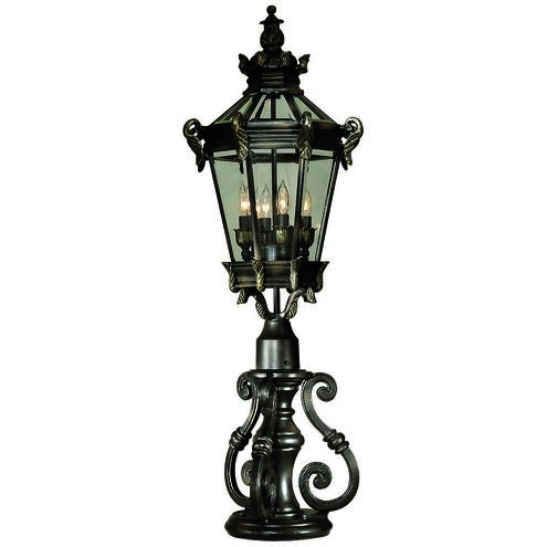 Stratford Hall 4 Light 28 inch Heritage/Gold Outdoor Post Mount Lantern, Great Outdoors