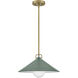 Milo LED 16 inch Lacquered Brass with Sage Green accents Pendant Ceiling Light