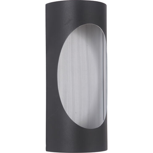 Ellipse LED 11 inch Textured Black and Brushed Aluminum Outdoor Pocket Sconce, Small