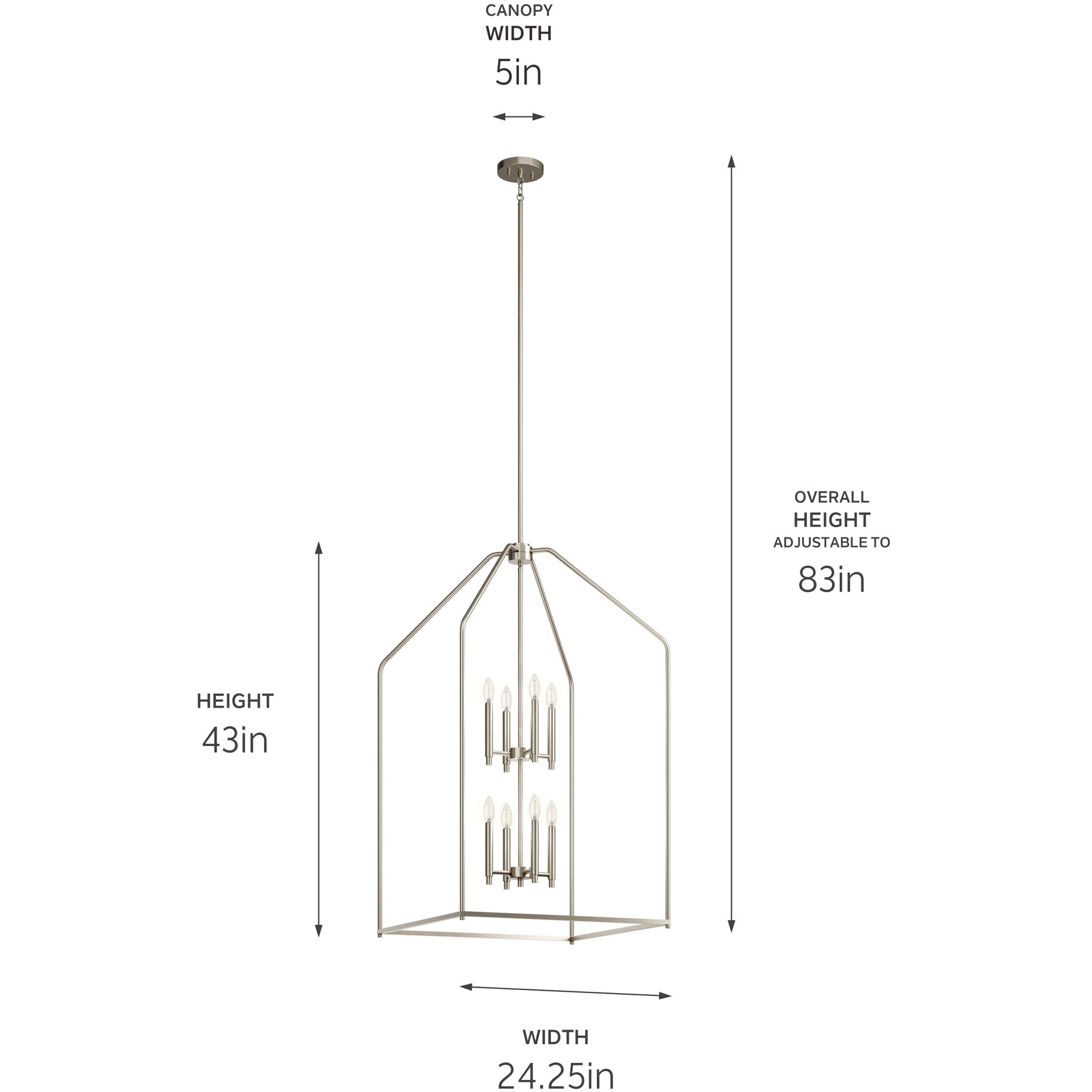 Madden 8 Light 24.25 inch Brushed Nickel Large Foyer Pendant Ceiling Light