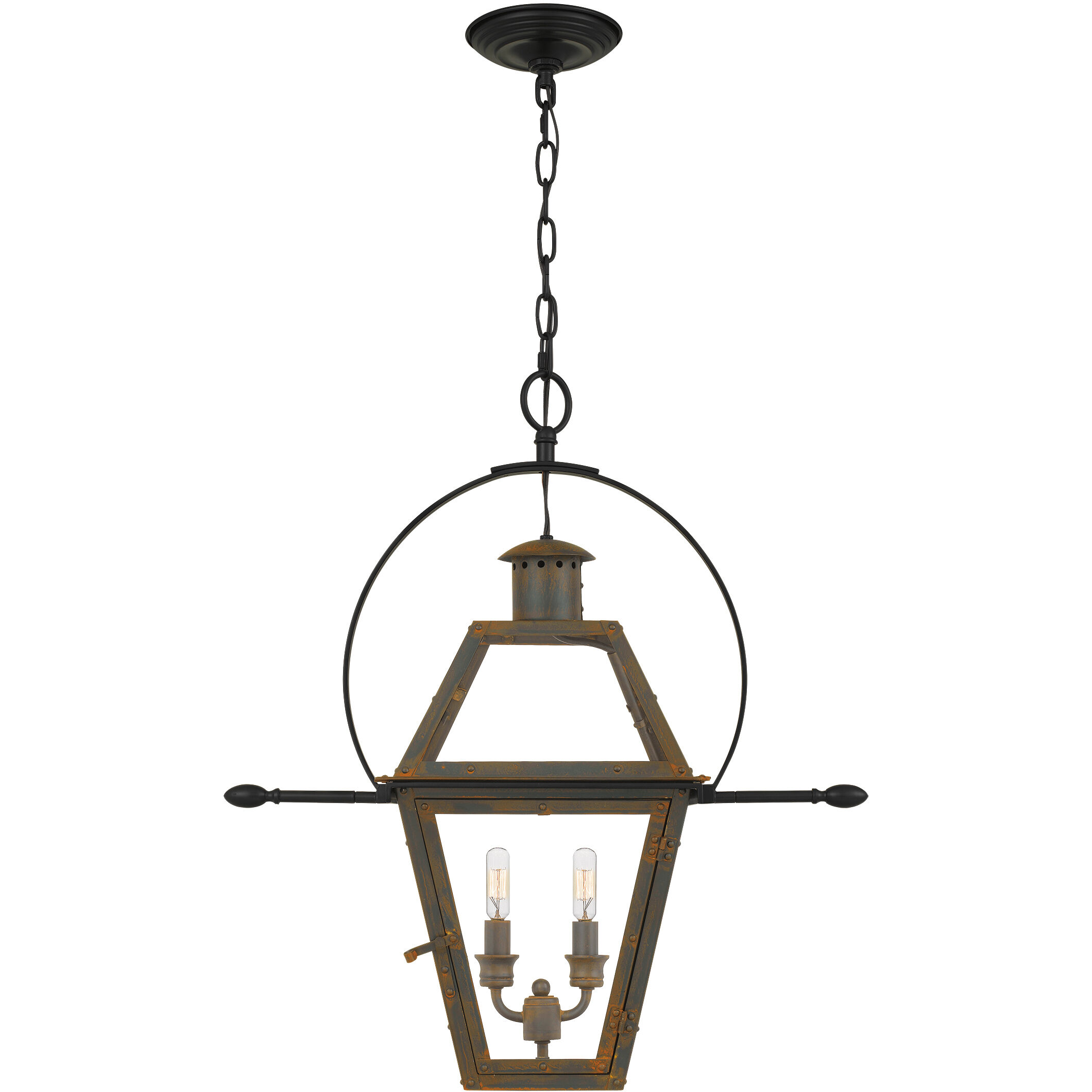 Rue De Royal 2 Light 21 inch Industrial Bronze Outdoor Hanging Lantern