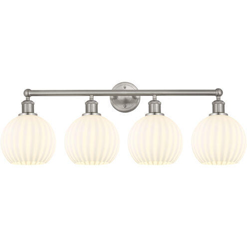 Edison White Venetian 4 Light 35 inch Satin Nickel Bath Vanity Light Wall Light