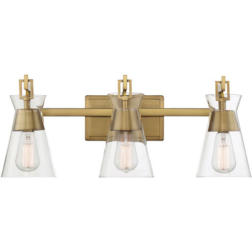 Lakewood 3 Light 24 inch Warm Brass Bathroom Vanity Light Wall Light, Essentials