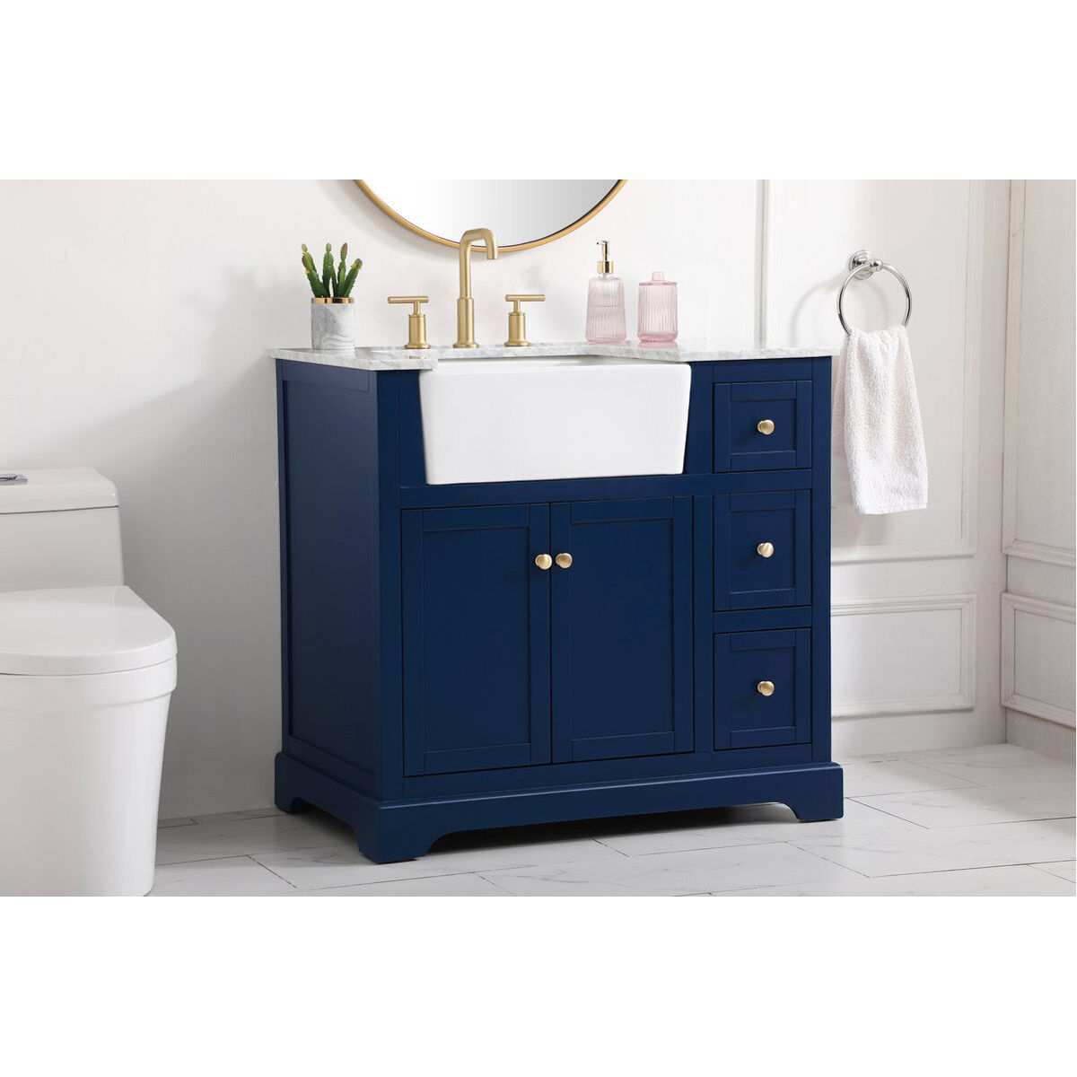 Franklin 36 X 22 X 35 inch Blue Bathroom Vanity Cabinet