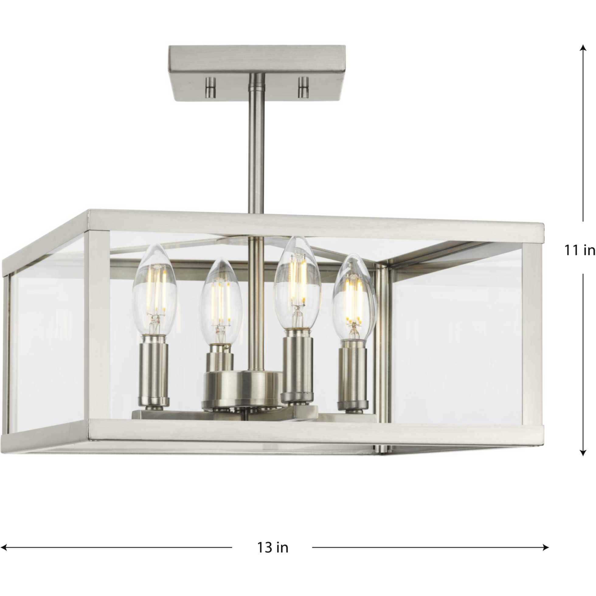 Hillcrest 4 Light 13 inch Brushed Nickel Semi-Flush Mount Ceiling Light