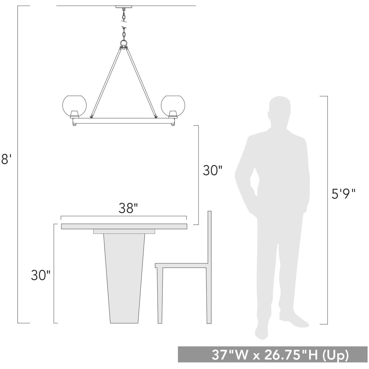 Galveston 37 inch 60.00 watt Rubbed Bronze Chandelier Ceiling Light, Large