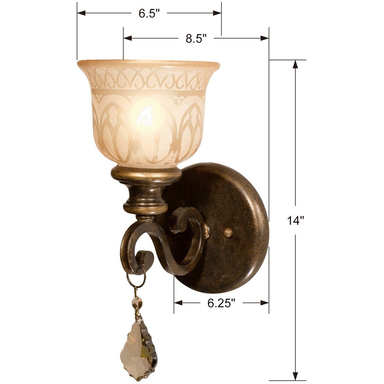 Norwalk Bath Sconce Wall Light in Golden Teak Hand Cut
