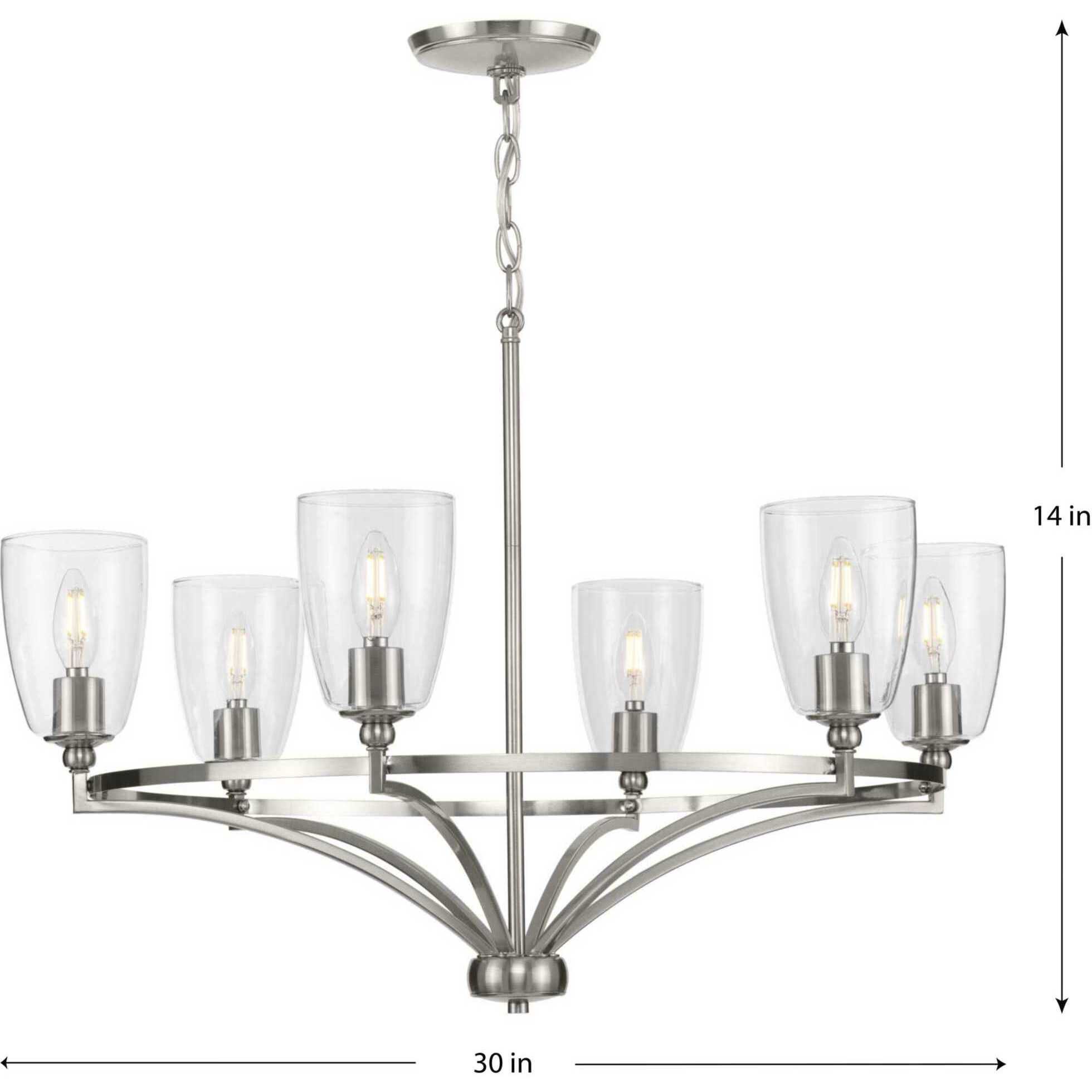 Parkhurst 6 Light 30 inch Brushed Nickel Chandelier Ceiling Light
