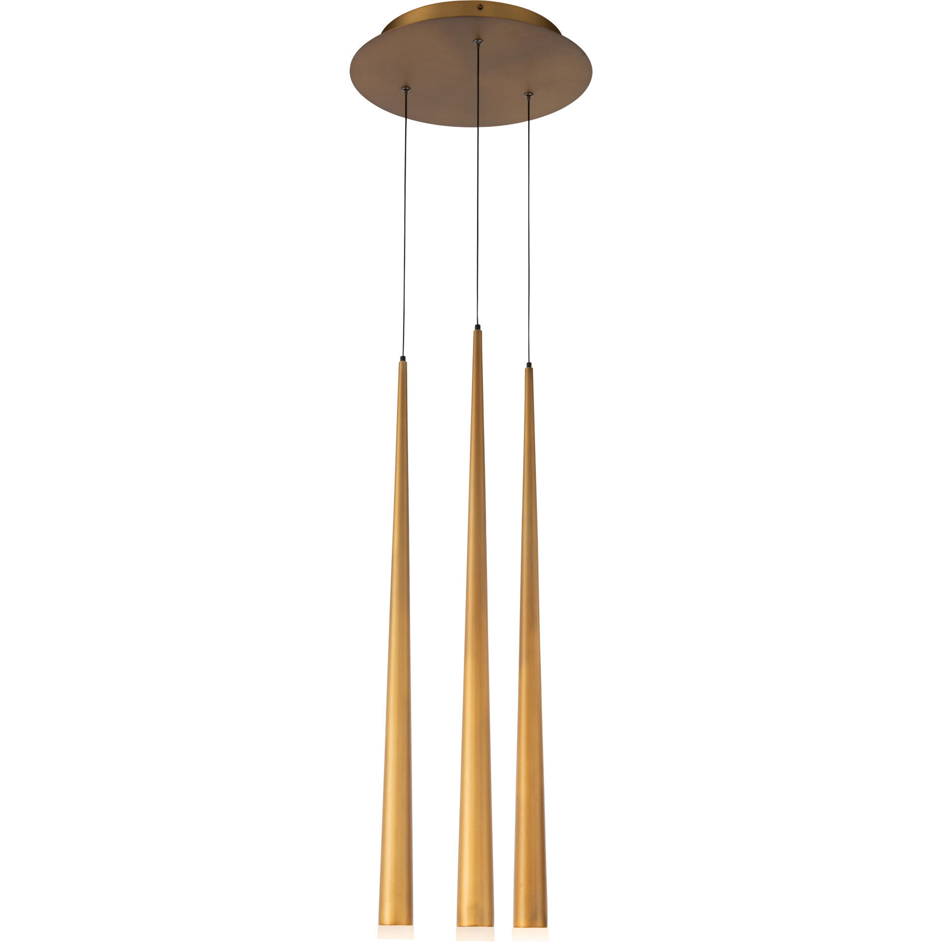 Cascade LED 12 inch Aged Brass Multi-Light Pendant Ceiling Light in 3, Round, 28in.