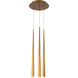 Cascade LED 12 inch Aged Brass Multi-Light Pendant Ceiling Light in 3, Round, 28in.