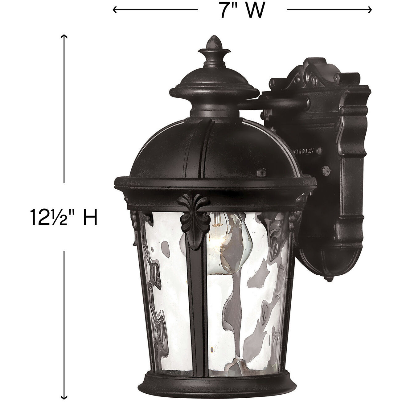 Estate Series Windsor Outdoor Wall Mount Lantern in Black, Small
