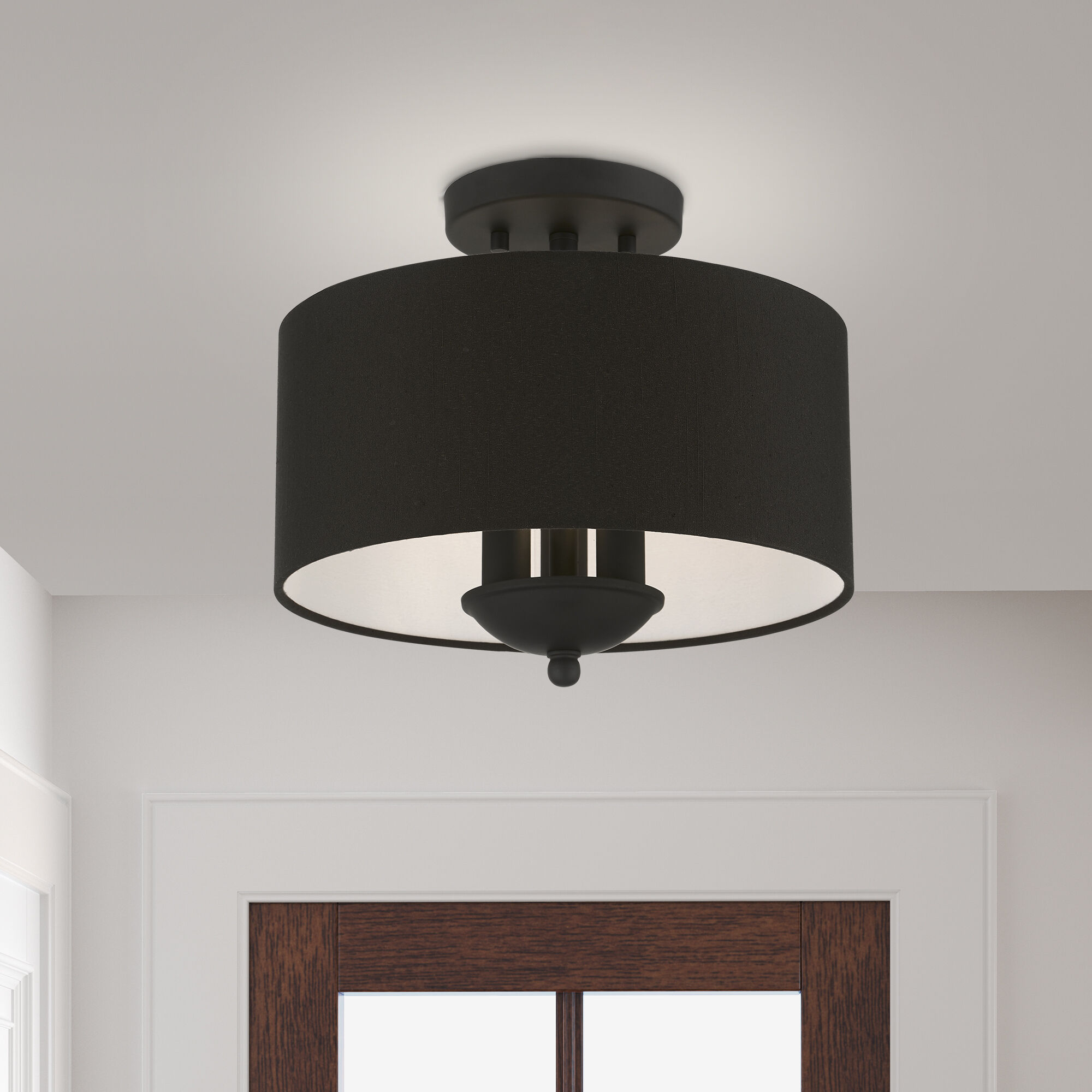 Birchwood 3 Light 12 inch Black Semi-Flush Mount Ceiling Light
