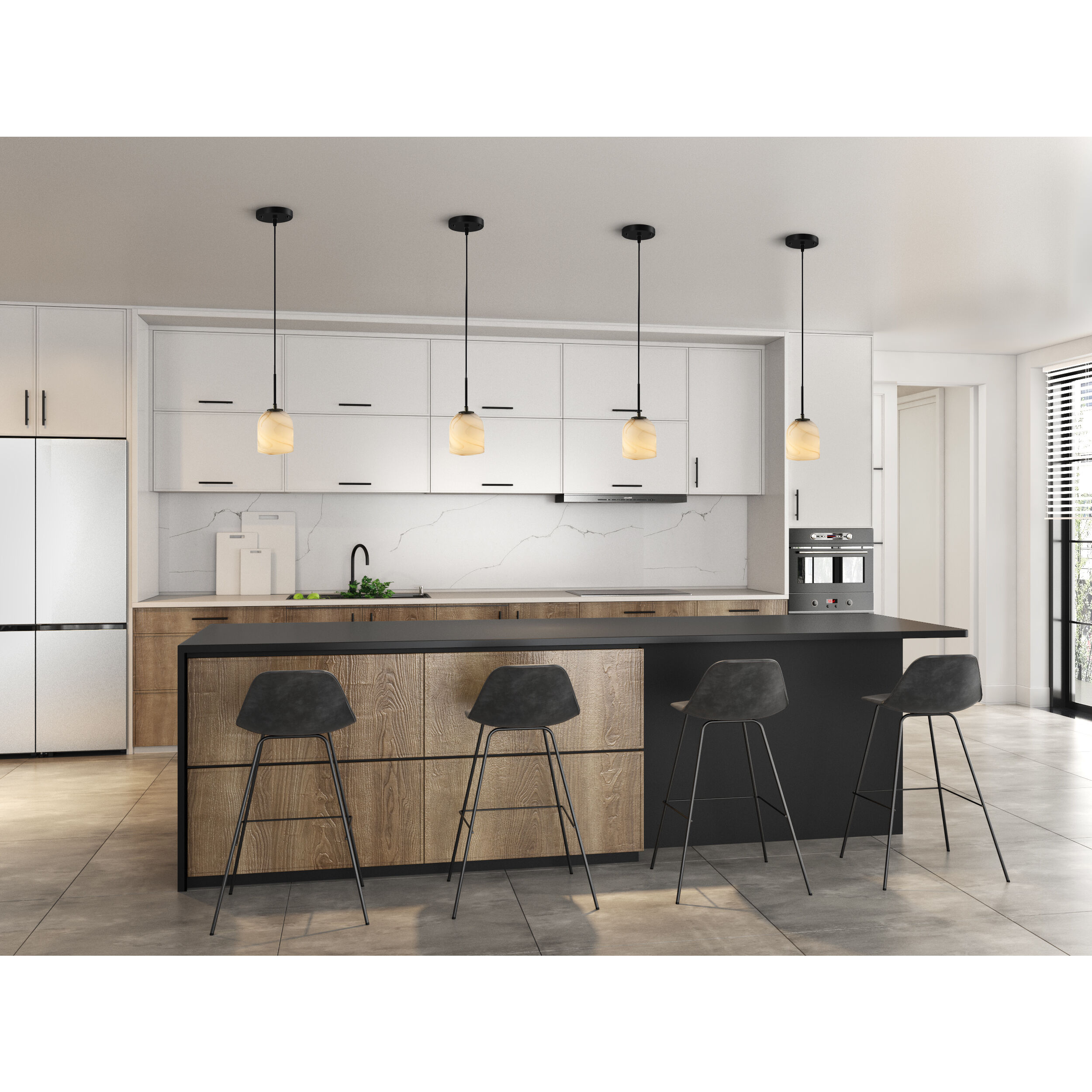 Crema 1 Light 4.72 inch Black and Brushed Brass Pendant Ceiling Light