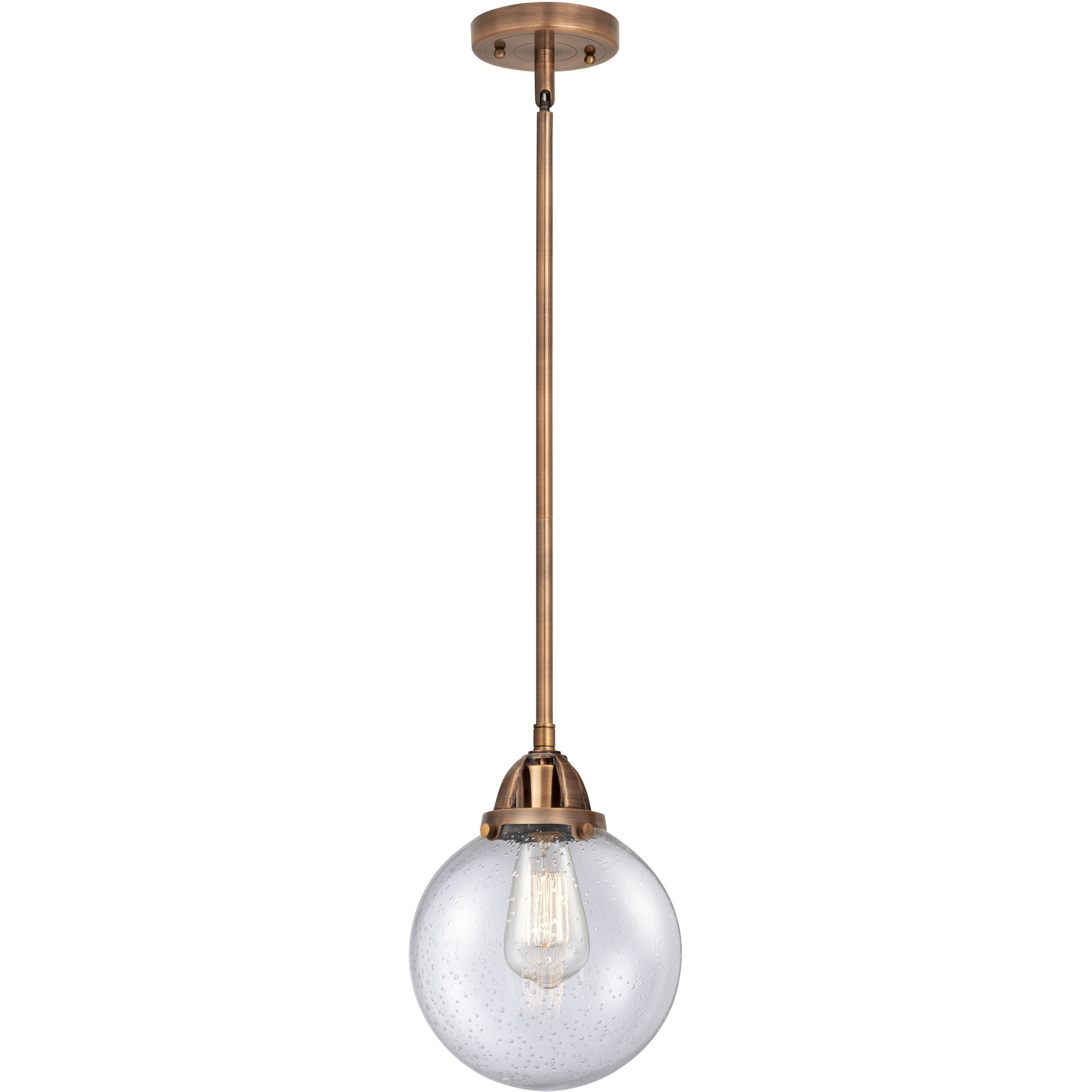 Nouveau 2 Beacon LED 8 inch Antique Copper Mini Pendant Ceiling Light in Seedy