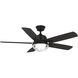 Tompkins 52 inch Matte Black with Matte Black/Toasted Oak Blades Ceiling Fan, Progress LED