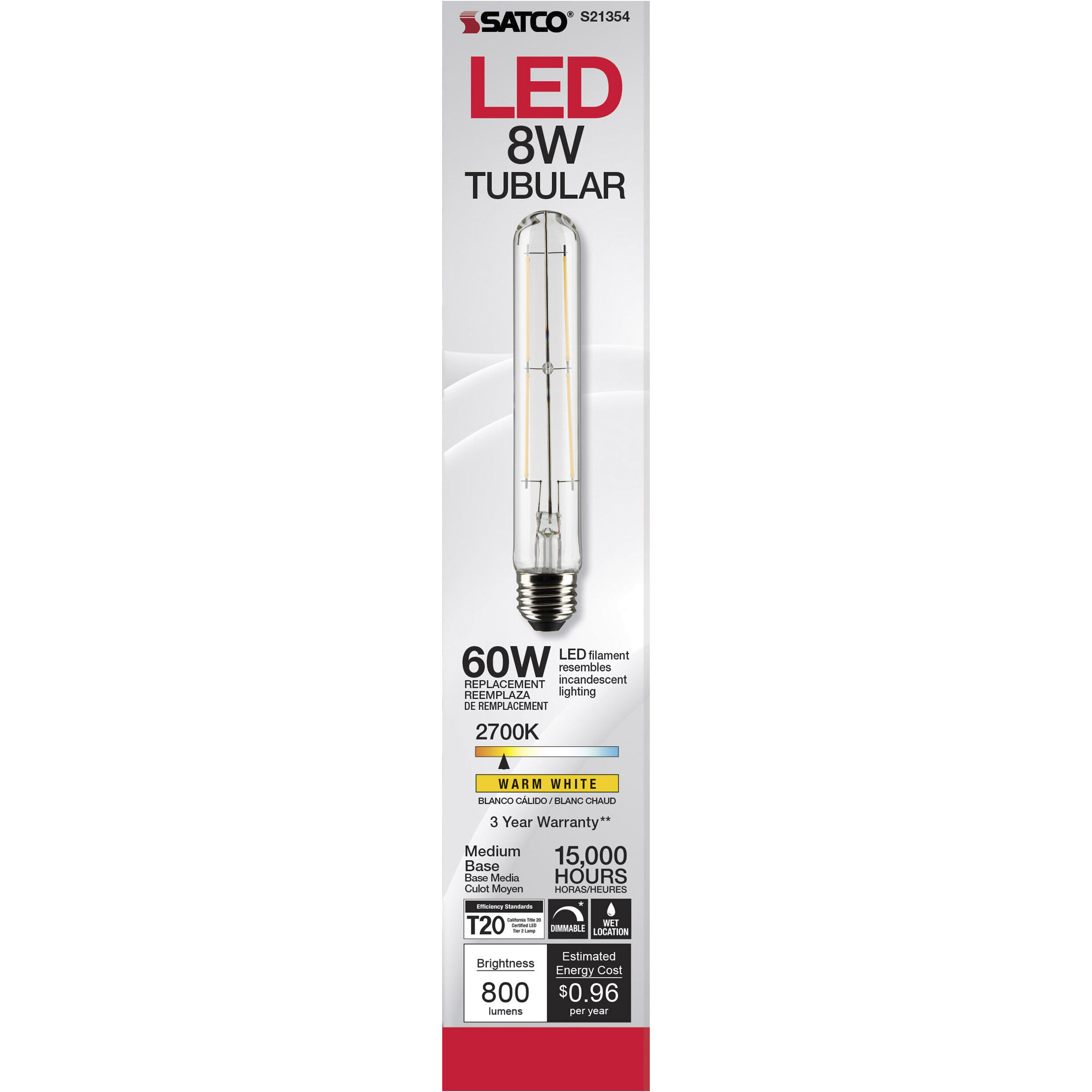 Lumos LED Medium Medium 8.00 watt 2700K LED Filament