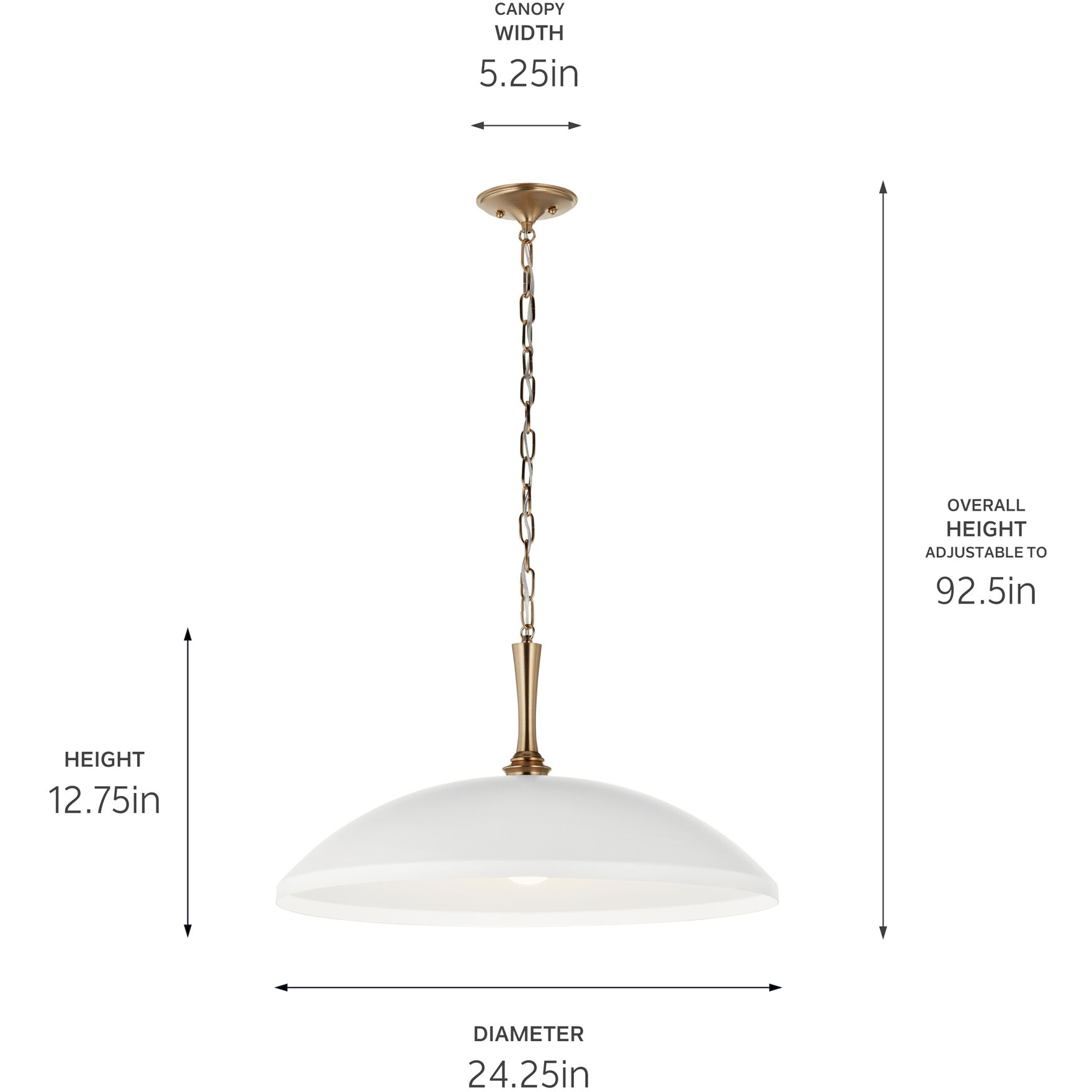 Delarosa 1 Light White Pendant Ceiling Light